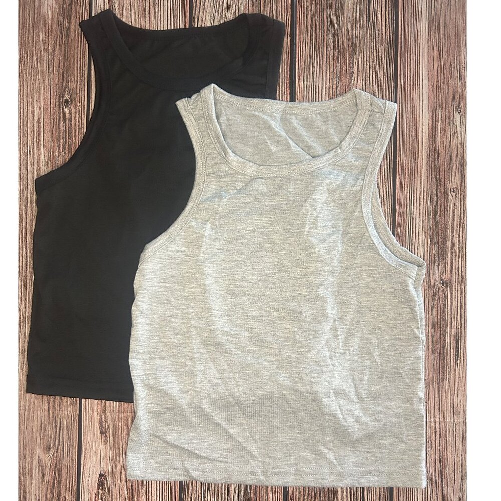 2Pcs Kids Round Neck Tank Tops